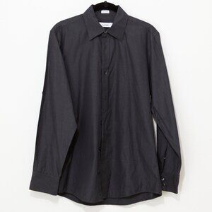 Calvin Klein Men's Black Gray with Light Textured Print Button Down Size Small